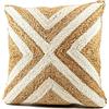 Le Telerie Cuscino Arredo Sfoderabile Bianco Quadrato in Juta per Salotto Camera, Cuscino Imbottitura + Fodera con Zip in Vimini Decor per Arredare Boho Chic 45x45 cm