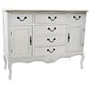 DRW Buffet Abete 118x45x90, Legno di Mango, Bianco e Naturale