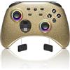 Mytrix Manette sans fil Bluetooth Gold pour Nintendo Switch/Lite/OLED avec joystick optique RVB, compatible avec Switch/PC/Android/iOS/Steam Deck, multiplateforme avec macro/réveil/turbo/vibration