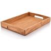 Samhita Vassoio in legno di acacia con manici per colazione, snack, tavolini (38,1 cm x 25,4 cm x 4,06 cm)