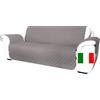 Moonange Copridivano 2 Posti con Braccioli Seduta 120 cm Impermeabile Reversibile Antiscivolo Antimacchia Antigraffio Antipelo Moderno Tortora Scuro