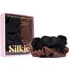 SILKIE Set di 2 elastici grandi in 100% pura seta di gelso color crema caffè nero grandi elastici da viaggio in seta elastici per la cura dei capelli di alta qualità per coda di cavallo nessun danno