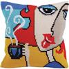 Collection d'Art - Kit Punto Croce, Cuscino: caffè profumato, Multicolore, 40 x 40 cm