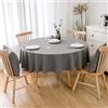 oxiang Cotone Lino Tinta Unita Tovaglie Rotonde Antimacchia Ristorante Tovaglia,220cm,grigio Scuro