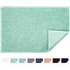 JARITTO Tappetino da Bagno Antiscivolo Tappetini per il Bagno Vasca Doccia WC Tappeto da Terra in Microfibra Ciniglia Assorbente Lavabile in Lavatrice Morbido 50 x 80 cm (Ciano Chiaro)