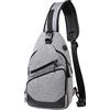 VASCHY Zaino Monospalla Uomo, Borsello Uomo Tracolla Borsa Uomo Vintage Monospalla Donna Casual Impermeabile Borsa a Spalla per Viaggio, Ciclismo,Lavoro,Sport,Bicicletta Grigio Festa del Papà
