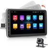 NHOPEEW Android Autoradio 1 Din, 10 pollici Touch Screen Ruotabile Car Radio Bluetooth GPS Navi WiFi SWC Mirror Link + Telecamera di backup e microfono