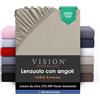 VISION Lenzuolo con angoli - 100% cotone - Letto singolo (90 x 190 cm) - Angoli elasticizzati - Adatto a materassi fino a 25 cm - Certificato Oeko-Tex - Lavabile in lavatrice - Colore: beige