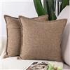 Madizz 2 Pezzi Lino in Poliestere Copricuscini Morbido Decorativo Fodere per Cuscino Lusso Stile per Divano Camera da Letto 40x40 cm Marrone Chiaro