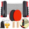 FBSPORT Set da Ping Pong Portatile, 2 Racchette, Rete Estensibile, 6 Palline, 1 Borsa in Rete, Per Bambini e Famiglie