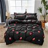 Morbuy Set Copripiumino Una Piazza e Mezza 200 x 200cm e 2 Federe, Sacco Copripiumino Ragazza in Microfibra con Motivo di Fragola, Copri Piumone Traspirante, Nero