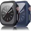 Tobfit [2 Pezzi] Tobfit Cover per Apple Watch 42mm Series 3, Series 2, Series 1 con Pellicola Protettiva, Custodia Rigida con Vetro Temperato (42mm for Series 3/2/1, Nero+Blu navy)