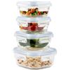 Home Fleek Contenitori In Vetro Per Alimenti Con Coperchio - Impilabili Meal Prep Contenitori Ermetici Per Alimenti Vetro, Adatti Microonde E Congelatore Contenitori Cibo Ventro (Set di 4, Blu)
