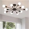 JIINOO Plafoniera Moderna Nero a 10 Luci Design Industriale, 70 cm