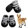 NeuWee scarpe per cani, Set di 4 Stivali per cani impermeabili con cinturini riflettenti, antiscivolo Protezioni per zampe da esterno Scarpe per cani di taglia piccola, media e Grande(M,Grigio)