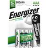 Energizer Recharge Extreme - Batterie Ricaricabili AAA (Confezione da 4) - Pile 800 mAh NiMH - pronte all'uso - potenza di lunga durata - 100% imballaggio riciclabile privo di plastica
