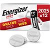 Energizer Lithium - Batteria CR2025 (Confezione da 12) - Batterie a Bottone - Pila per chiavi auto, orologi fitness - 10 anni di conservazione [Esclusiva Amazon]