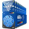 VARTA Batterie per apparecchi acustici tipo 675, 60 pezzi, blu, pile Power on Demand, confezione economica, per amplificatore acustico, Made in Germany
