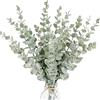 TRUBUY Foglie di Eucalipto Artificiali, 18 Pezzi Rami di Eucalipto Finti Real Touch Steli di Eucalipto Sfusi per la Composizione di Fiori Casa Centrotavola Matrimonio Bouquet Doccia Party Décor