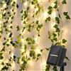 Bigzom Edera finta da esterno solare, 6M 60LED Edera artificiale, Catena luminosa solare da esterno con 8 modalità di illuminazione, Decorazioni per giardini, pareti e matrimoni