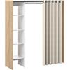 Symbiosis Tom Armadio a 1 Colonna, Rovere Naturale con Tenda Ecru 123/160x50x182 cm
