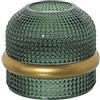 DRW Vaso da tavolo in vetro verde e cerchio in oro 17 x 15 cm, bocca 7,5 cm