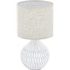 Eglo lampada da tavolo Bellariva 3, illuminazione da comodino in ceramica con motivo boho e paralume in tessuto marrone chiaro, con interruttore, lampada da soggiorno e camera da letto, E27