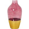 DRW Vaso da tavolo in vetro dorato e rosso 15 x 28 cm, bocca 5 cm