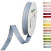 Halbach Seidenbänder Nastro decorativo con bordi in lino, larghezza: 15 mm, lunghezza 20 m, nastro per regali, decorazione fai da te, colore: blu scuro/lino