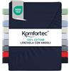 Komfortec Lenzuolo con angoli elasticizzati, 160 x 200 cm, 100% cotone, Blu