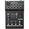 Audibax 502 - Console di Missaggio Audio - Mixer Audio a 5 Canali - Ingresso Microfono - 2 Ingressi Jack Stereo - Equalizzatore a 2 Bande - Alimentazione Phantom 48 V