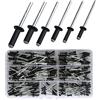 Lemiyoo Set di rivetti pop, 210 pezzi in alluminio a cupola grande flangia rivettatrice kit assortimento (3,2/4/5 mm) (8/10/12/14/16) per metallo, scatola portaoggetti, mobili, marina (nero)