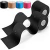 HONYAO Nastro Kinesiologico 2 Rotolo, Kinesio Tape 5cm x 5m, Cerotto Kinesiologico per Ginocchio, Spalla e Gomito, Fisioterapiche Impermeabil Traspiranti, Taping Kinesiologico Nero