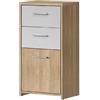Forte NEWFACE Forte Quadro Cassettone con 1 Ante e 2 cassetti, in Legno derivato, Rovere Sonoma e Bianco, 40,3 x 29,6 x 77,5 cm
