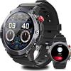 VIRAN Smartwatch Uomo Militare, 1.32 Orologio Fitness con chiamate Bluetooth, Cardiofrequenzimetro da Polso SpO2, Notifiche WhatsApp, orologio intelligente Compatibile per Android iOS, Nero