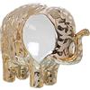 DRW Figura di Un Elefante in Ceramica in Oro e Bianco 17x8x13cm, estandar