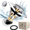 Homonic Tappo Lavandino Bagno Universale Pop up, Piletta Lavabo Bagno Valvola Piletta Click Clack,Tappo Lavandino Bagno con Filtro in Rame Puro (per Il Foro di drenaggio di 34~38mm)