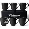 MIAMIO - 6 x 350 ml - Set di tazze da caffè - Tazza moderna in ceramica - Tazza da caffè grande - Collezione Palmanova (Nero)