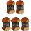 Wollbiene Moonlight Glitter Batik Simli - 5 Gomitoli da 100 g, 500 g Totali, per Lavori a Maglia e Uncinetto - 20% Lana Metallica Turca Sfumata (2800 Marrone, Terracotta, Beige)