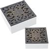 DRW Set di 2 scatole quadrate in legno traforato bianco e grigio dorato 20 x 20 x 8 cm e 16 x 6,5 cm