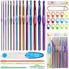 RealPlus Set da Uncinetto in Alluminio Colorato, 14pz Generic Uncinetti (2-10mm) con 27 Accessori per Ferri da Maglia e Scatola, Uncinetto Colorato, Regalo per Sorelle (Multicolore-41pz)