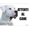 Lovelytiles DOGO ARGENTINO attenti al cane TARGA cartello IN METALLO (20X30)