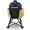 H.Koenig YOKO21 Kamado, barbecue giapponese diametro 21", in ceramica e ghisa, griglie inox e manico in bambù naturale, ACCESSORI INCLUSI