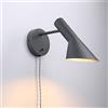 B·LED BARCELONA LED BarcelonaLED Applique con Spina per Cavo e Interruttore Lampada da Lettura Design Moderno ed Elegante Nordic Orientabile Grigio per Camera da Letto E27