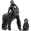 SCHLEICH WILD LIFE | Famiglia di gorilla 42601 | mamma gorilla con 2 cuccioli | figure realistiche di animali | idea regalo per bambini | decorazione compleanno | set da 3 pezzi | da 3 anni