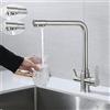 SkyPanda Rubinetto cucina a 3 vie, rubinetto acqua potabile con doppia leva, Osmosi penetrazione 3 in 1, miscelatore rotante a 360°, con 2 uscite, acciaio inox SUS304, Nichel Spazzolato
