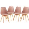 EGGREE Set di 4 Sedie Sala da Pranzo Sedie da Cucina con Gambe in Legno Sedie Ufficio Imbottita in Pelle PU Moderne Design, Rosa Fumé
