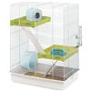 FERPLAST Gabbia Roditori HAMSTER TRIS per Criceti, in Metallo, Accessori inclusi: Mangiatoia, Beverino,Casetta, Ruota, Ripiani, Scalette. 46x29xh58cm