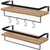 LifeGoods Mensole Da Muro Legno - Mensola Moderne Design per Cameretta, Cucina, Bagno, Libri, Camera da Letto - Mensola da Parete, Legno Grezzo - Scaffale Industrial & Naturale - Set de 2