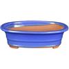 Vaso per bonsai ovale in gres smaltato blu 12,5x9,5x3 cm - G208d